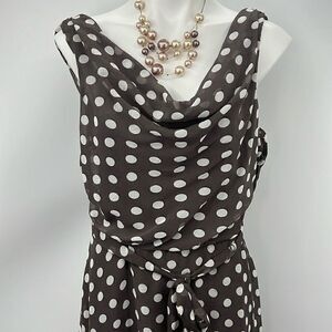 Robert Louis polka dot cowl neckline midi dress
